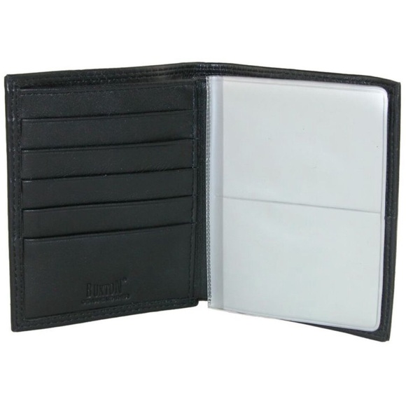 NWOT Buxton Men's Emblem Leather Credit Card Folio Pocket Secretary - Picture 2 of 4